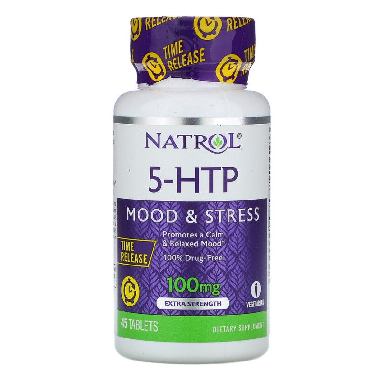 5-HTP (Гідроксітріптофан) 100мг, Повільне Вивільнення, З Підвищеною Силою Дії, Natrol, 45 таблеток