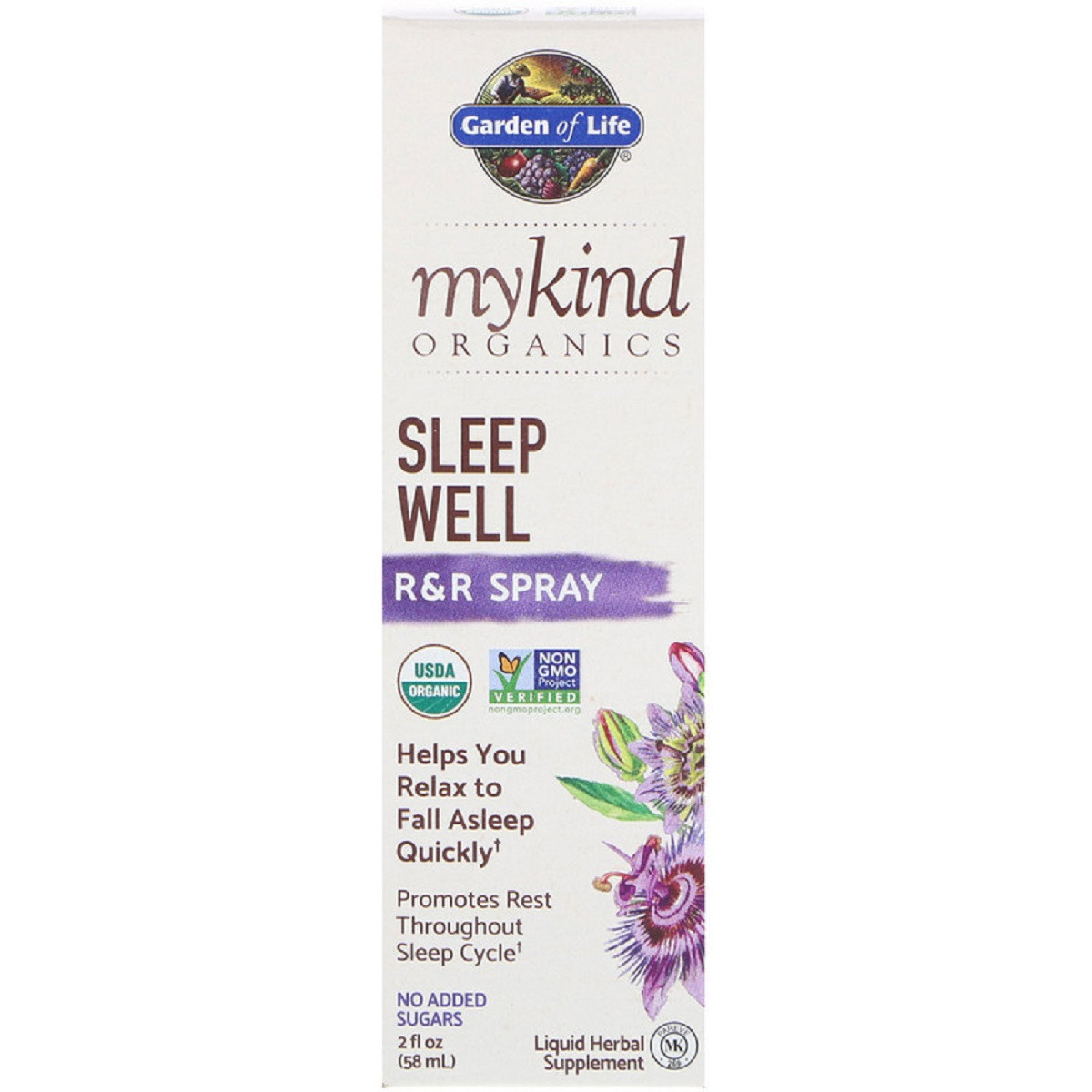 Органічна Трав'яна Суміш Для Сну, MyKind Organics, Sleep Well, Garden of Life, R&R спрей, 2 рідких унції