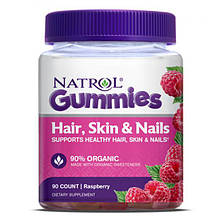 Вітаміни Natrol Hair, Skin & Nails Gummies 90 цукерок Вкус: Маліна до 04/22 року