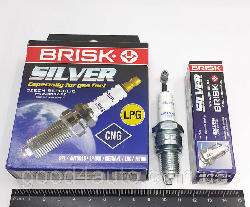 Свічки запалювання 2110 (8 кл.) Silver (Brisk) під газ LR15YS/1332, фото 1