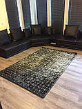 Сучасне сіро-чорний килим із шовку з геометричним малюнком, фото 8