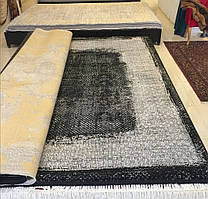 Модний сучасний чорно білий килим з візерунком плетіння з шовку