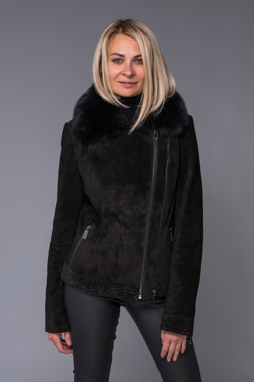 Жіноча куртка з натуральної замшової шкіри