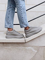 Женские кожаные кроссовки Alexander McQueen Grey Matte