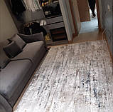 Щільний сучасний килим світлий із домішками коричневого, оливкового та синього кольору, фото 2