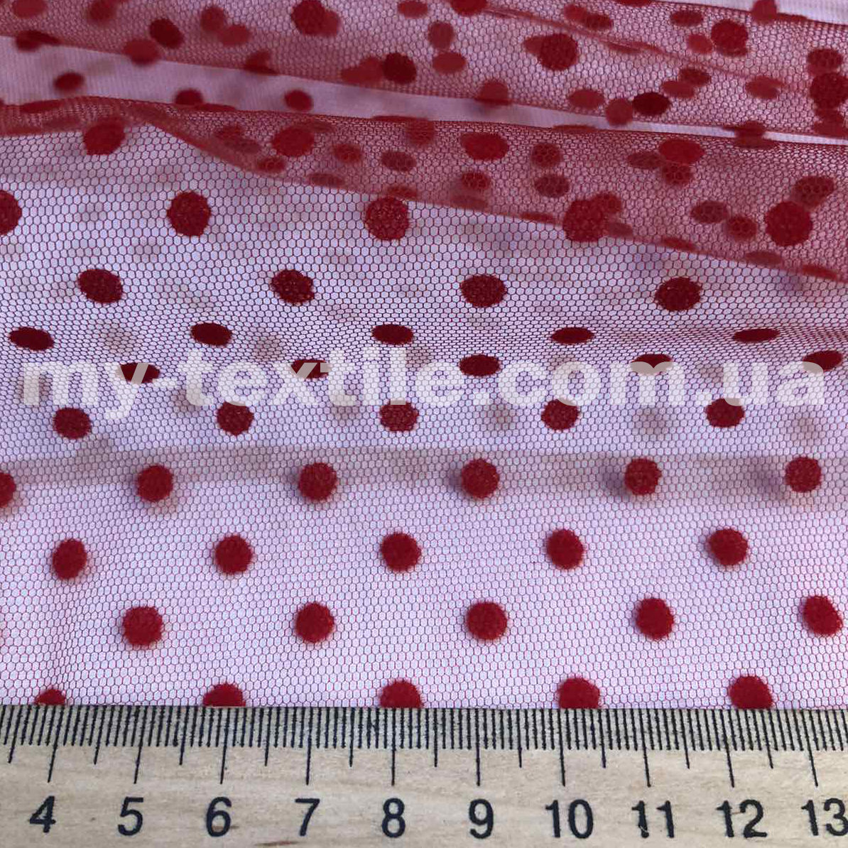 Сітка принт Флок горох 0.5 см Червоний, фото 1