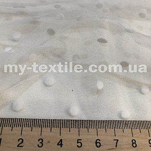 Сітка принт Флок горох 0.5 см Білий