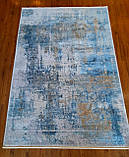 Синій вінтажний класичний килим із шовку, фото 4