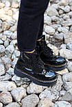 Демісезонні жіночі черевики Dr.Martens Jadon Black Patent шкіряні лакові чорні (мартинси чорний жадон), фото 10