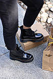 Демісезонні жіночі черевики Dr.Martens Jadon Black Patent шкіряні лакові чорні (мартинси чорний жадон), фото 3