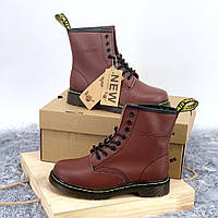 Демисезонные женские ботинки Dr.Martens Cherry кожаные вишневые (мартинсы) 37