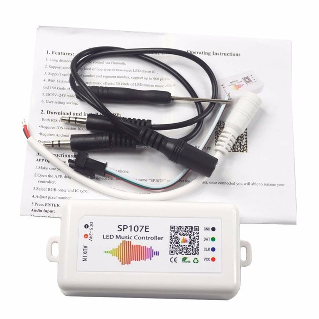 Контроллер музыкальный SP107E с Bluetooth управлением RGB 5-24 В для адресуемой ленты - фото 5 - id-p1241358662