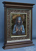 Кіот з внутрішньої різьбленою рамою і карнизами для ікони розміром 30х40см., фото 7