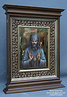 Кіот з внутрішньої різьбленою рамою і карнизами для ікони розміром 30х40см., фото 2