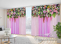 Фото Штори "Рожеві квіткові ламбрекени" 2,7м*5,0м (2 полотна по 2,50м)