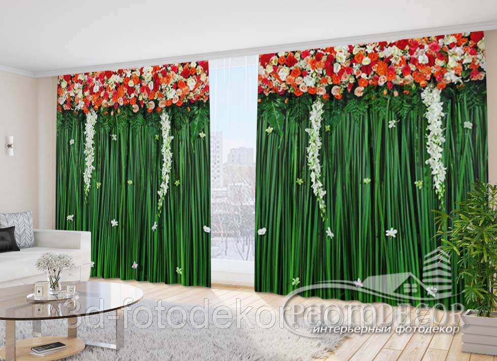 Фото Штори "Червоні ламбрекени" 2,7м*4,0м (2 полотна по 2,0м), тасьма, фото 1