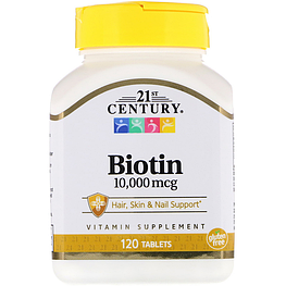 Біотин Biotin 10000 мкг 21st Century 120 таблеток