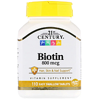 Біотин Biotin 800 мкг 21st Century 110 таблеток