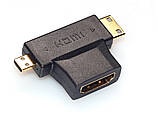 Адаптер 2 в 1 для стандартного HDMI кабелю, перехідник HDMI — miniHDMI — microHDMI, стандарт HDMI 1.4, фото 4