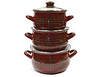 Набор эмалированной посуды Interos Шотландка 3 предмета (2997)