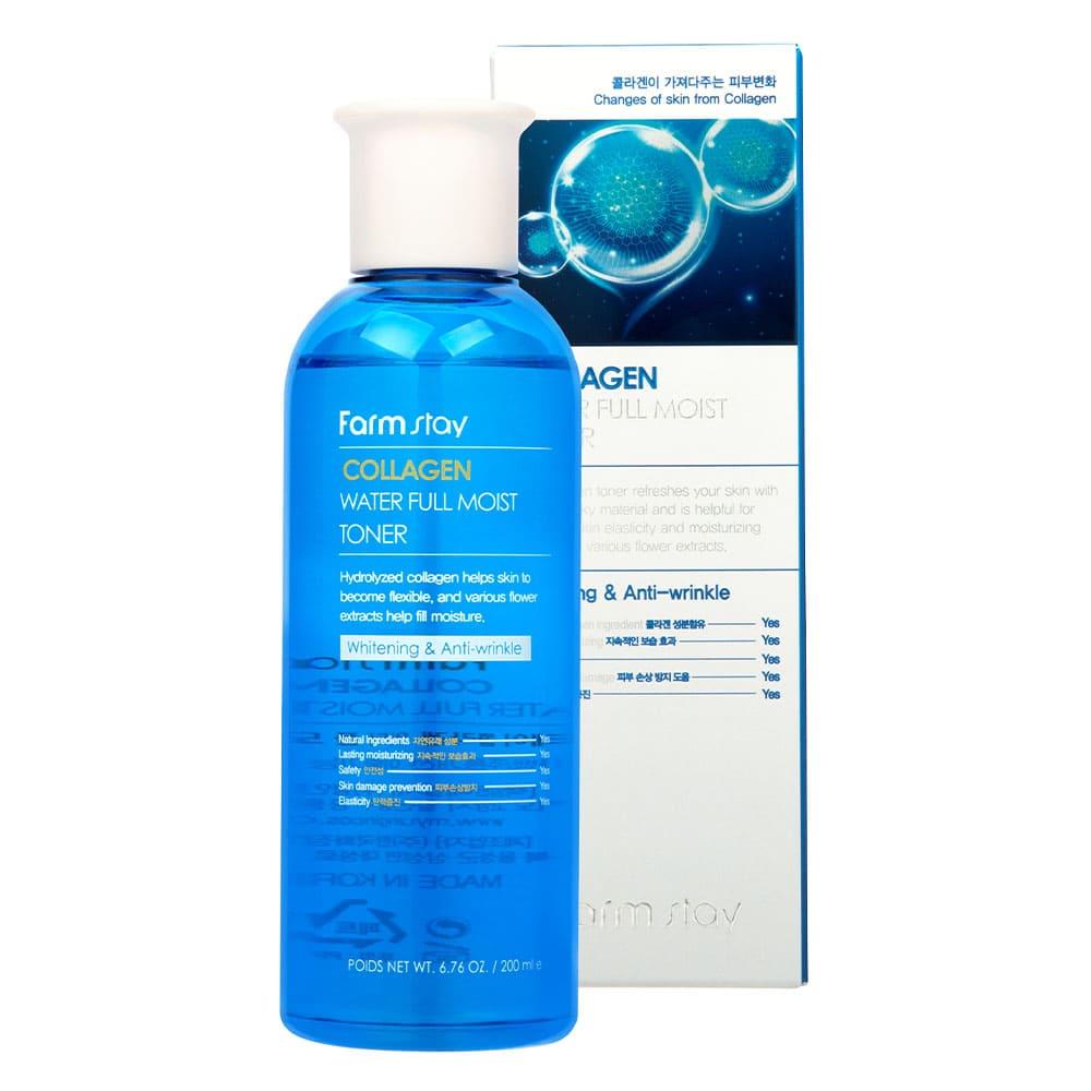 Зволожуючий тонер для обличчя з колагеном Farmstay Collagen Water Full Moist Toner 200 мл, фото 1