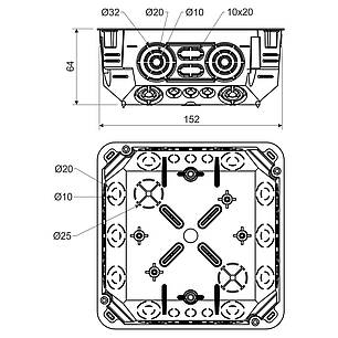 Розподільча коробка KO 125/1L_NA, 155x155x64 мм, жовта, IP20, фото 2