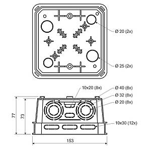 Розподільна коробка V 125/1 Копос 150x150x73мм, 5 проводів, IP20, фото 2