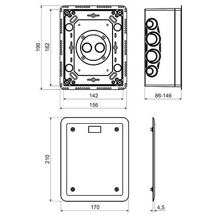 Універсальна розподільна коробка Копос KUZ-V_KB 196х156х86мм, для теплоізоляції будівель, фото 2