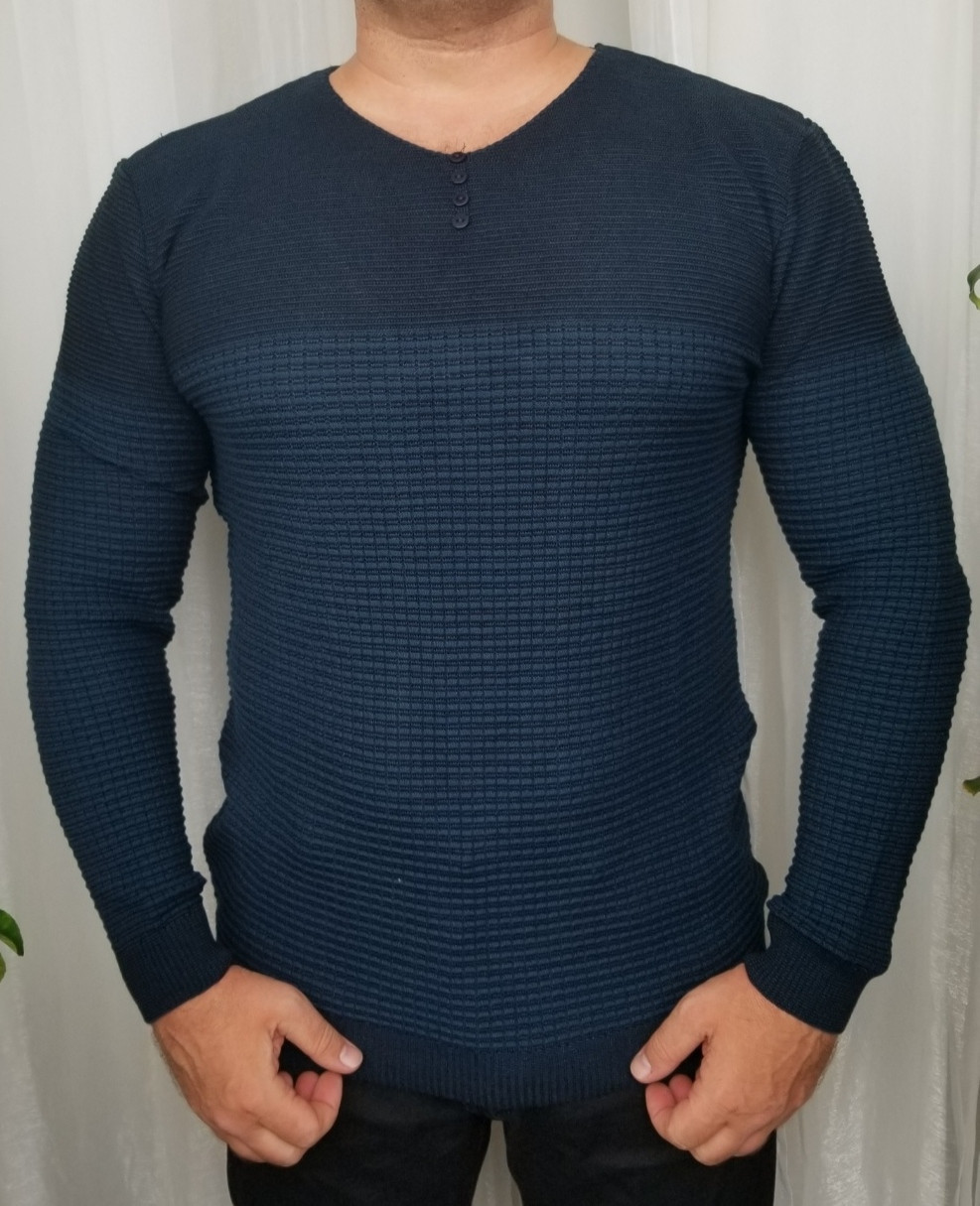 Чоловічий светр тонкий синій колір. - фото 1 - id-p642049996