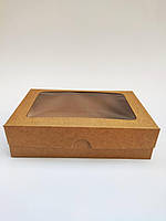Коробка для зефира,эклера размером 225*150*60 Крафт с оконом