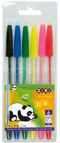 Набір з 6 кулькових ручок у пластиковому пеналі, KIDS LineZB.2011