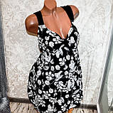 Великий купальник 70 розмір (12XL). Пляжний чорний купальник (сукня) танкіні, труси з глибокою посадкою, фото 7