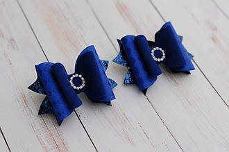 Банти на гумці для волосся дитячі екокожа  сині 2 штуки 284 об