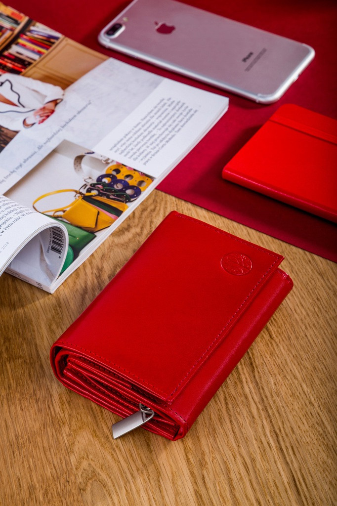 Жіночий шкіряний гаманець Betlewski з RFID 13 х 9 х 3,5 (BPD-DZ-11)- червоний, фото 1