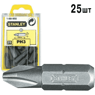 Насадка отверточная шестигранная 1/4" "Philips" PH3х25мм STANLEY, 25шт.