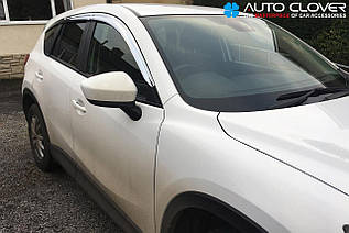 Дефлектори вікон хромовані (вітровики) Mazda CX5 2011-2016 (Autoclover D657)