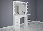 Стіл для візажиста, гримерный столик з поличками збоку тумби, стіл для перукаря, фото 3