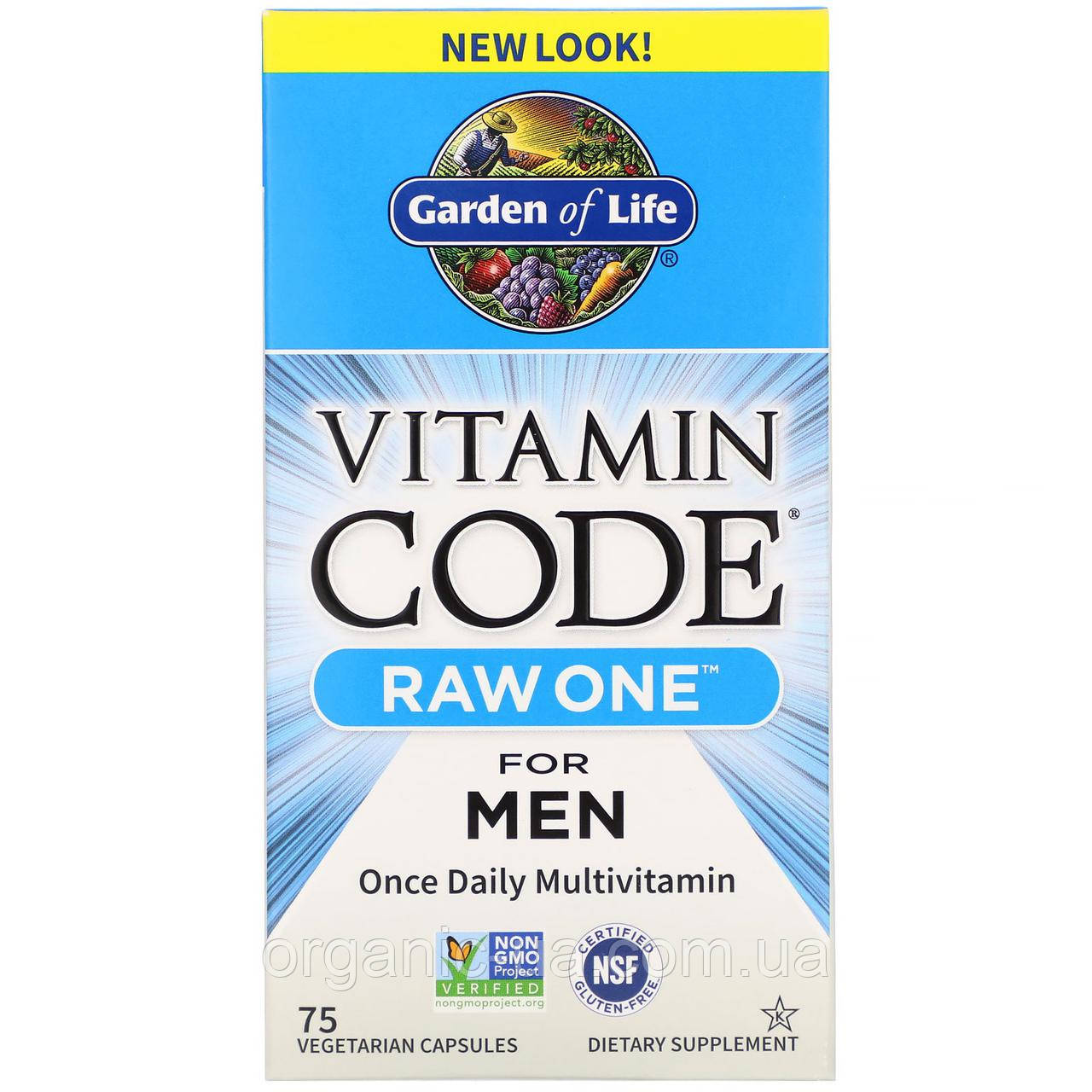 Garden of Life, Vitamin Code, RAW One, мультивитаминная добавка из сырых ингредиентов для мужчин (для приема 1 - фото 1 - id-p1186555155