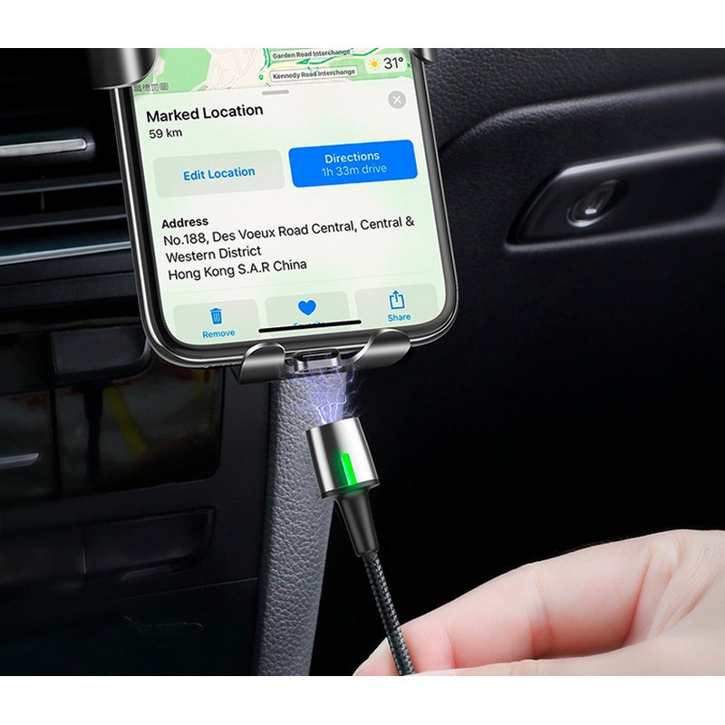 Usb кабель для айфона з магнітним коннектором Baseus Zinc Magnetic iPhone Cable 2.4 A 1 м чорний (CALXC-A01)