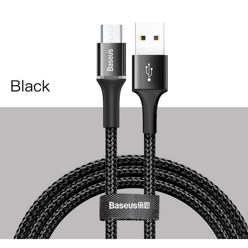 USB кабель Baseus Halo Data Cable micro USB 3A 1 м чорний (CAMGH-B01)
