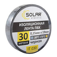 Изолента SOLAR IT030 черная 30м