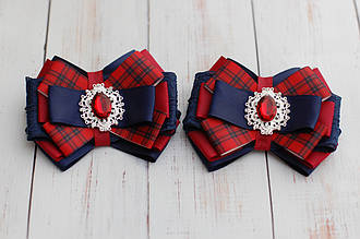 Бантики в школу для волосся на гумці дитячі червоно-сині 291 об