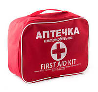 Аптечка автомобильная АМА-2 первой помощи для микроавтобусов Carlife в красной сумке. Аптечка для авто машины