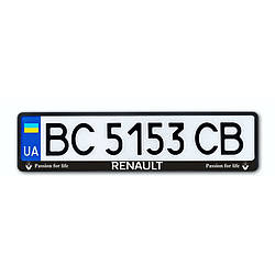 Рамка номера CarLife для Renault черный пластик (NH184)