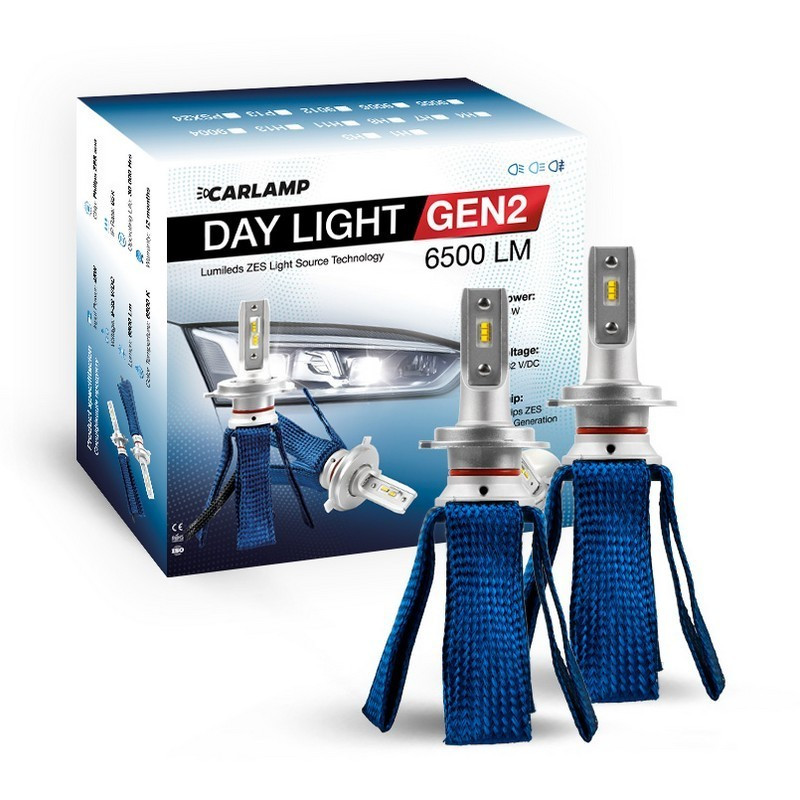 Світлодіодні автолампи H7 CARLAMP Day Light GEN2 6000K 6500Lm ZES Led для авто (DLGH7)