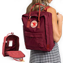 Рюкзак шкільний 16 л Fjallraven Kanken Classic (жіночий, чоловічий) / Канкен (39х27х13 см) Бордовий