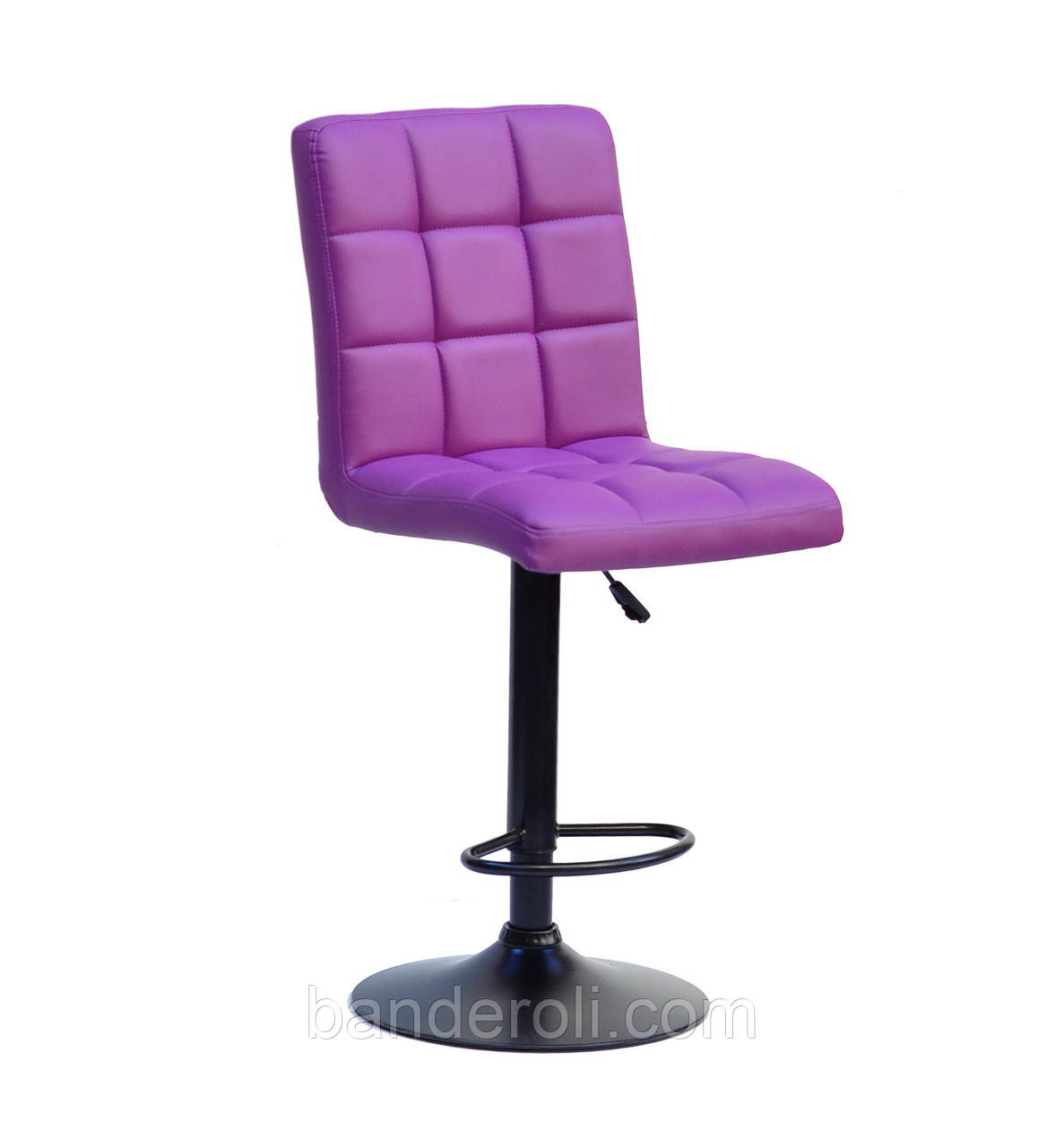 Стілець барний Augusto Bar BK - Base пурпурний 1010 екошкіра, чорна база з регулюванням висоти сидіння, фото 1