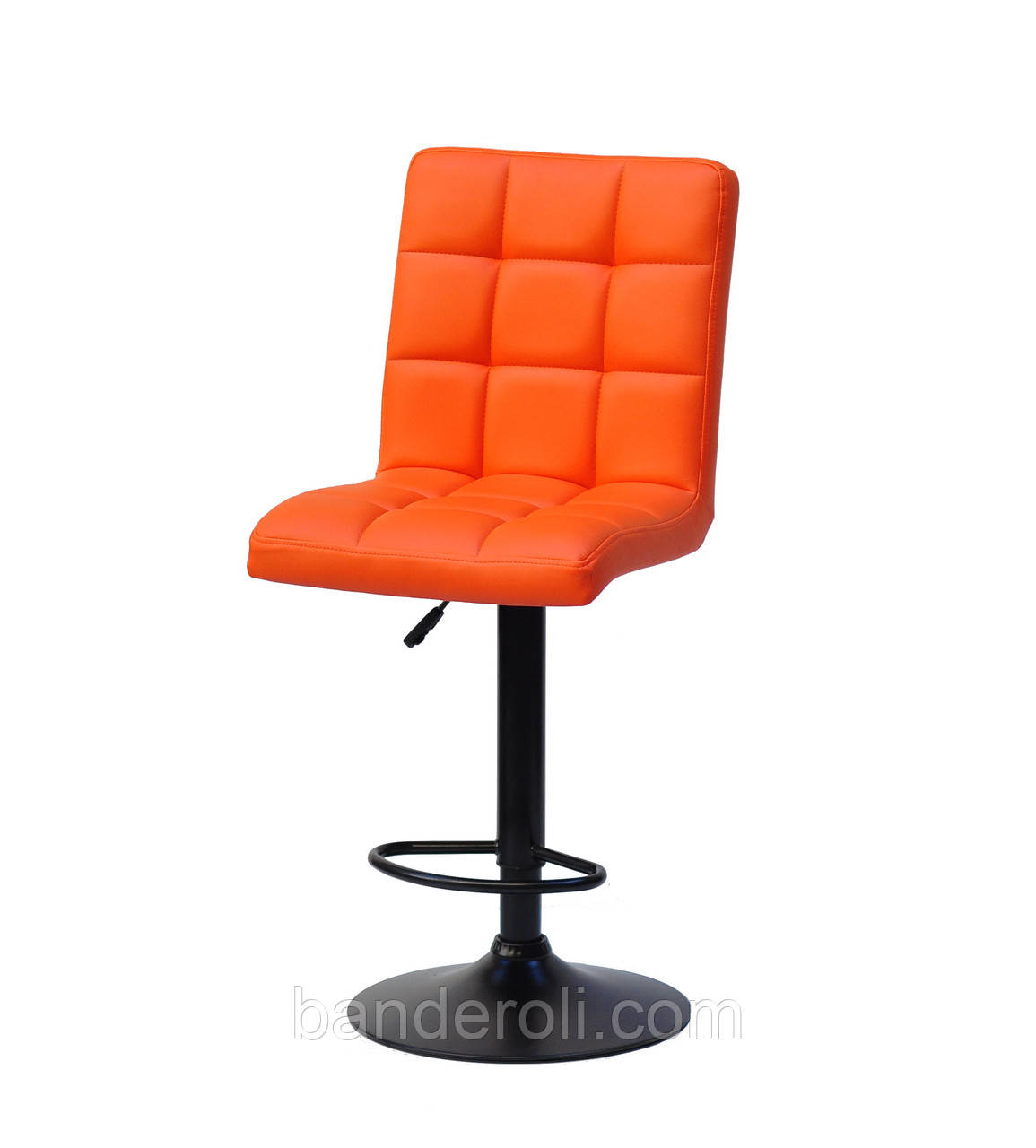 Стілець барний Augusto Bar BK - Base оранж 1012 екошкіра, чорна база з регулюванням висоти сидіння, фото 1