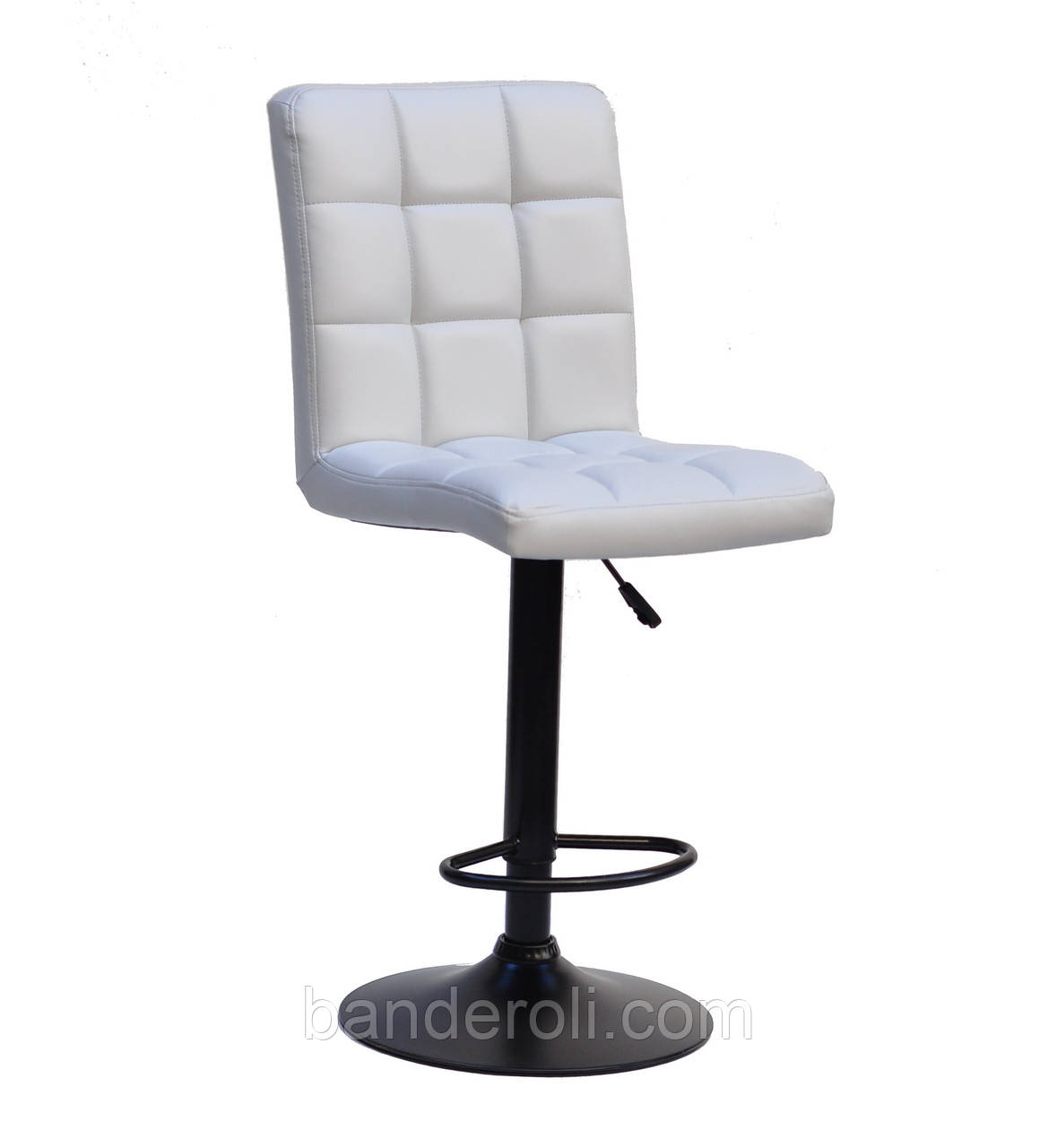 Стілець барний Augusto Bar BK - Base сірий 1008 екошкіра, чорна база з регулюванням висоти сидіння, фото 1