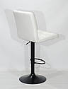 Стілець барний Augusto Bar BK - Base білий екошкіра, чорна база з регулюванням висоти сидіння, фото 3